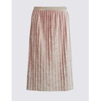 M&S Collection Crushed Velvet Pleated A-Line Midi Skirt