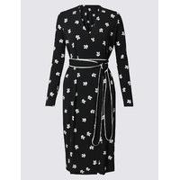 M&S Collection Floral Print Wrap Midi Dress with Belt
