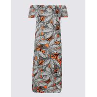 ms collection plus printed bardot short sleeve maxi dress