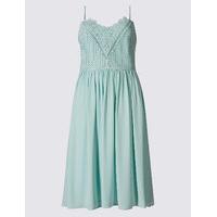 M&S Collection Floral Lace Gathered Hem Skater Midi Dress