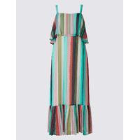 M&S Collection PETITE Striped Cold Shoulder Maxi Dress