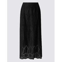 M&S Collection Pure Cotton Cutwork Detail A-Line Skirt