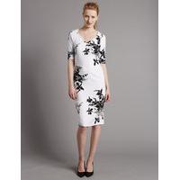 M&S Collection Floral Print Half Sleeve Bodycon Midi Dress
