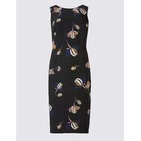 ms collection floral print square back bodycon midi dress