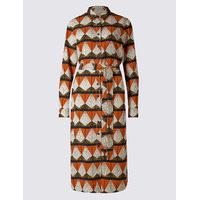 M&S Collection Geometric Print Shirt Dress with Belt