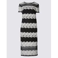 M&S Collection Floral Lace Short Sleeve Shift Midi Dress