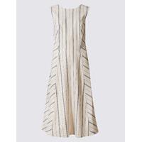 M&S Collection Linen Blend Striped Shift Dress