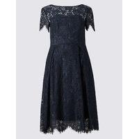 ms collection cotton blend lace layered skater dress