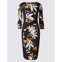 ms collection floral print drape waist shift dress