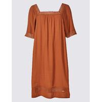 ms collection lace trim short sleeve tunic dress