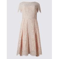 M&S Collection Floral Lace Ladder Trim Skater Midi Dress