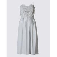 M&S Collection Floral Lace Gathered Hem Slip Midi Dress