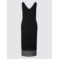 ms collection lace tuelle hem bodycon dress