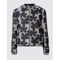 ms collection floral embroidered bomber jacket