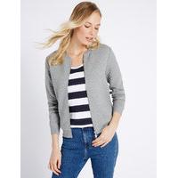 M&S Collection Cotton Blend Quilted Jersey Bomber Jacket