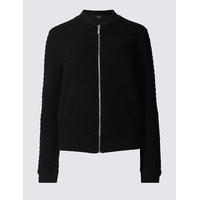 M&S Collection Cotton Blend Quilted Jersey Bomber Jacket