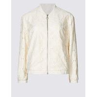 M&S Collection Cotton Blend Lace Bomber Jacket