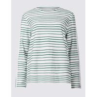 M&S Collection Pure Cotton Striped Long Sleeve Sweatshirt