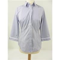 M&S Collection Marks & Spencer - Size: 8 - Pale Blue and White Striped -3/4 Sleeved Shirt