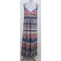 ms size 12 blue cream mix patterned cotton maxi dress