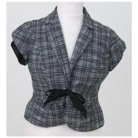 ms size 16 black white checked cropped jacket
