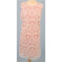 M&S size L pale pink & cream embroidered sleeveless dress