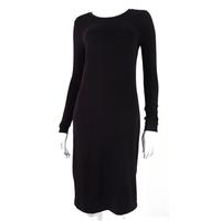 M&S Size 8 Long Sleeved Midi Length Deep Plum Bodycon Dress