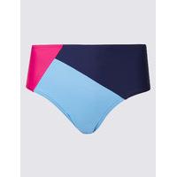 M&S Collection Colour Block High Waisted Bikini Bottoms