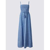 M&S Collection Pure Cotton Shirred Maxi Dress