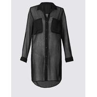 M&S Collection Chiffon Long Sleeve Shirt Dress