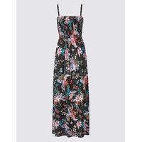 M&S Collection Floral Print Shirred Maxi Dress