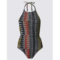 ms collection secret slimming tribal print high neck swimsuit