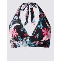 ms collection floral print elongated triangle bikini top