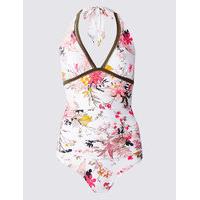 ms collection secret slimming floral print triangle swimsuit