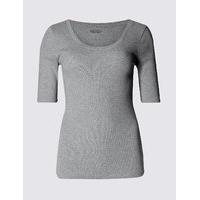 M&S Collection Pure Cotton Scoop Neck Half Sleeve T-Shirt