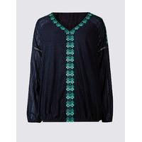 M&S Collection Pure Cotton Embroidered Gypsy Top