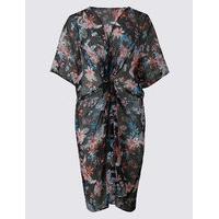 M&S Collection Floral Printed Knot Front Kaftan