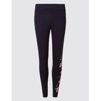 M&S Collection Cotton Rich Embroidered Leggings