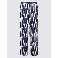 M&S Collection Brush Print Wide Leg Trousers