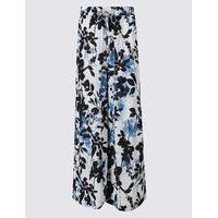 ms collection floral print cropped wide leg trousers