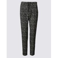 M&S Collection Tie Waist Textured Tapered Leg Trousers