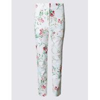M&S Collection Floral Print Cropped Slim Leg Trousers
