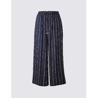 M&S Collection Striped Cropped Wide Leg Trousers