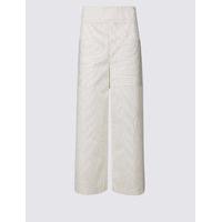 ms collection cotton rich striped wide leg trousers