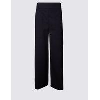 ms collection cotton rich cropped wide leg trousers