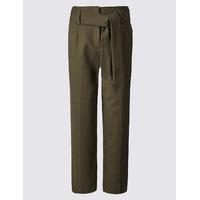 M&S Collection Cotton Rich Tie Front Straight Leg Trousers