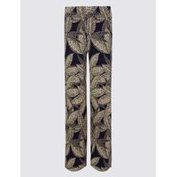 M&S Collection Leaf Print Wide Leg Trousers