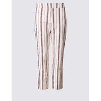 ms collection cotton rich striped slim leg trousers