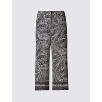 ms collection leaf print cropped wide leg trousers