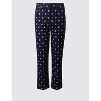 M&S Collection Cotton Rich Printed Straight Leg Trousers